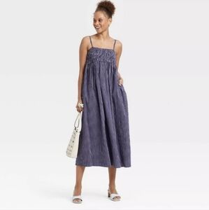A New Day from Target Blue Stripe Smocked Maxi Dress